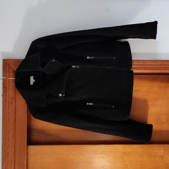 LOFT, Tall Medium, black wool moto jacket. - Picture 1 of 8